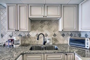 Fridge, microwave, oven, stovetop - Direct Oceanfront 1BR, Pools at Sands Ocean Annies (Myrtle Beach)