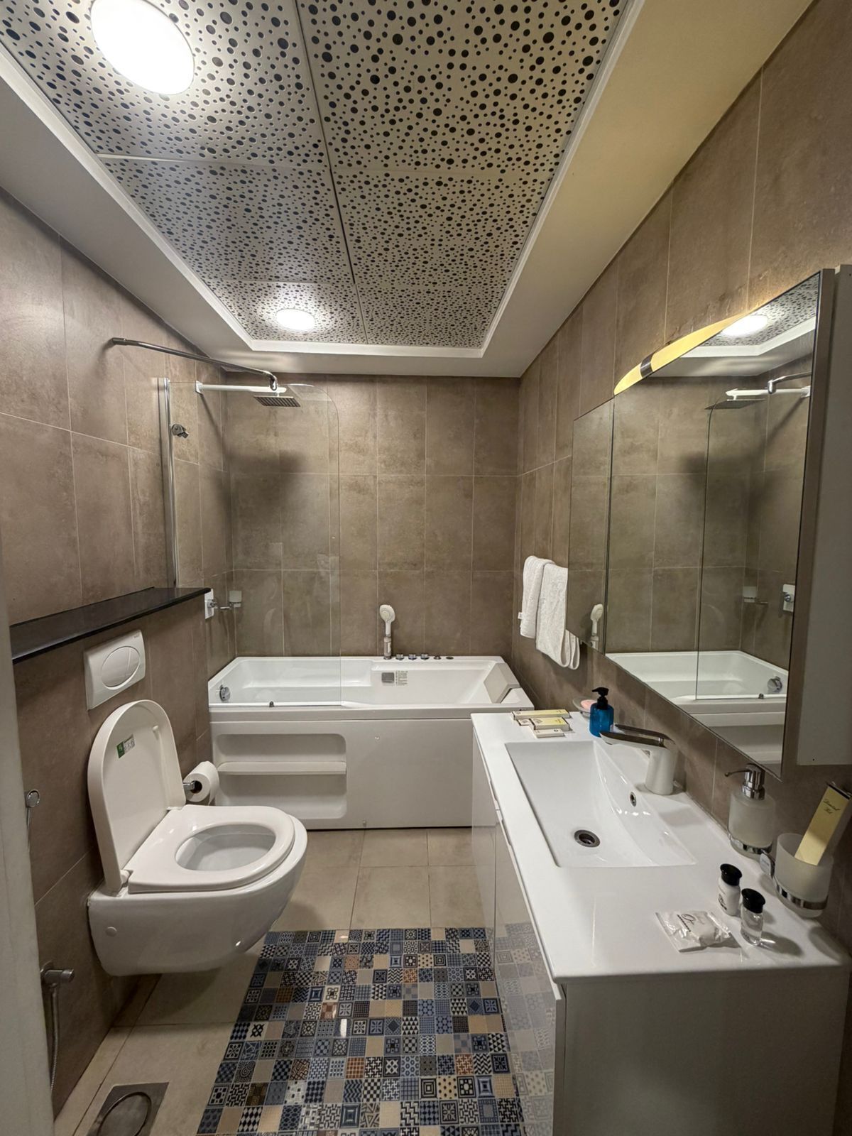 Serviettes fournies, savon, papier toilette