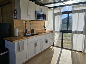 Fridge, microwave, stovetop, toaster