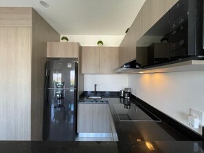 Fridge, stovetop, coffee/tea maker, toaster - Marina Cerritos 507 Coastal Retreat – 2BR (Mazatlan)