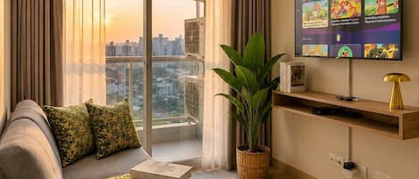 Apartment, 2 Bedrooms, City View | Living area