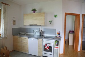 Fridge, oven, stovetop, coffee/tea maker - Apartment with separate bedroom and terrace, 40 sqm (Aschau im Chiemgau)