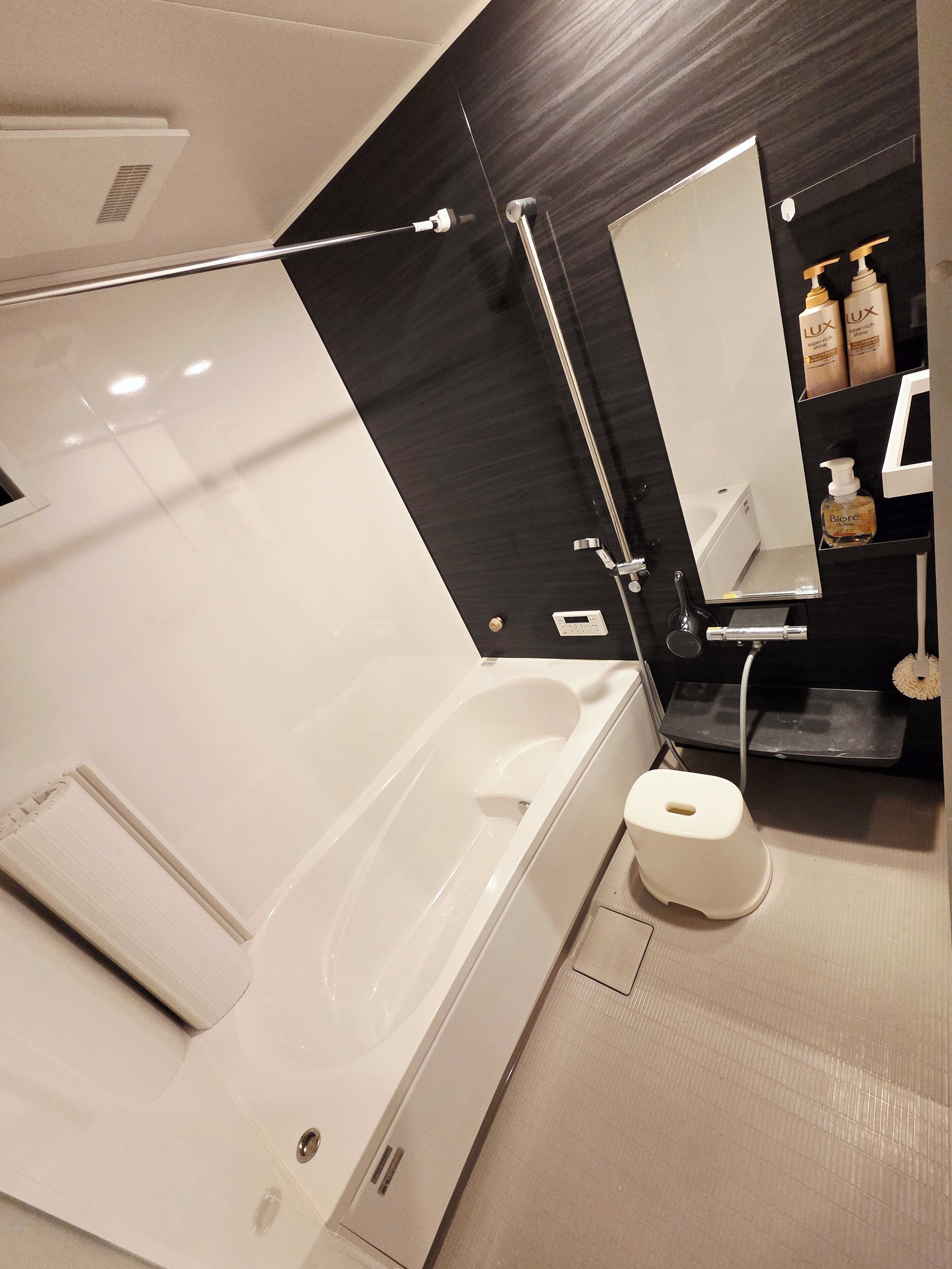 Jetted tub, hair dryer, bidet, towels