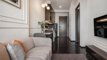 Appartement, 1 slaapkamer, balkon, uitzicht op stad | Woonruimte