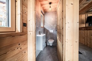 Shower, hair dryer - Chalet “Stéphane”: Mountain View, Private Terrace, and Wi-Fi (Châtel)