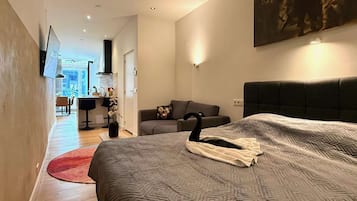 1 slaapkamer, een bureau, een strijkplank/strijkijzer, wifi