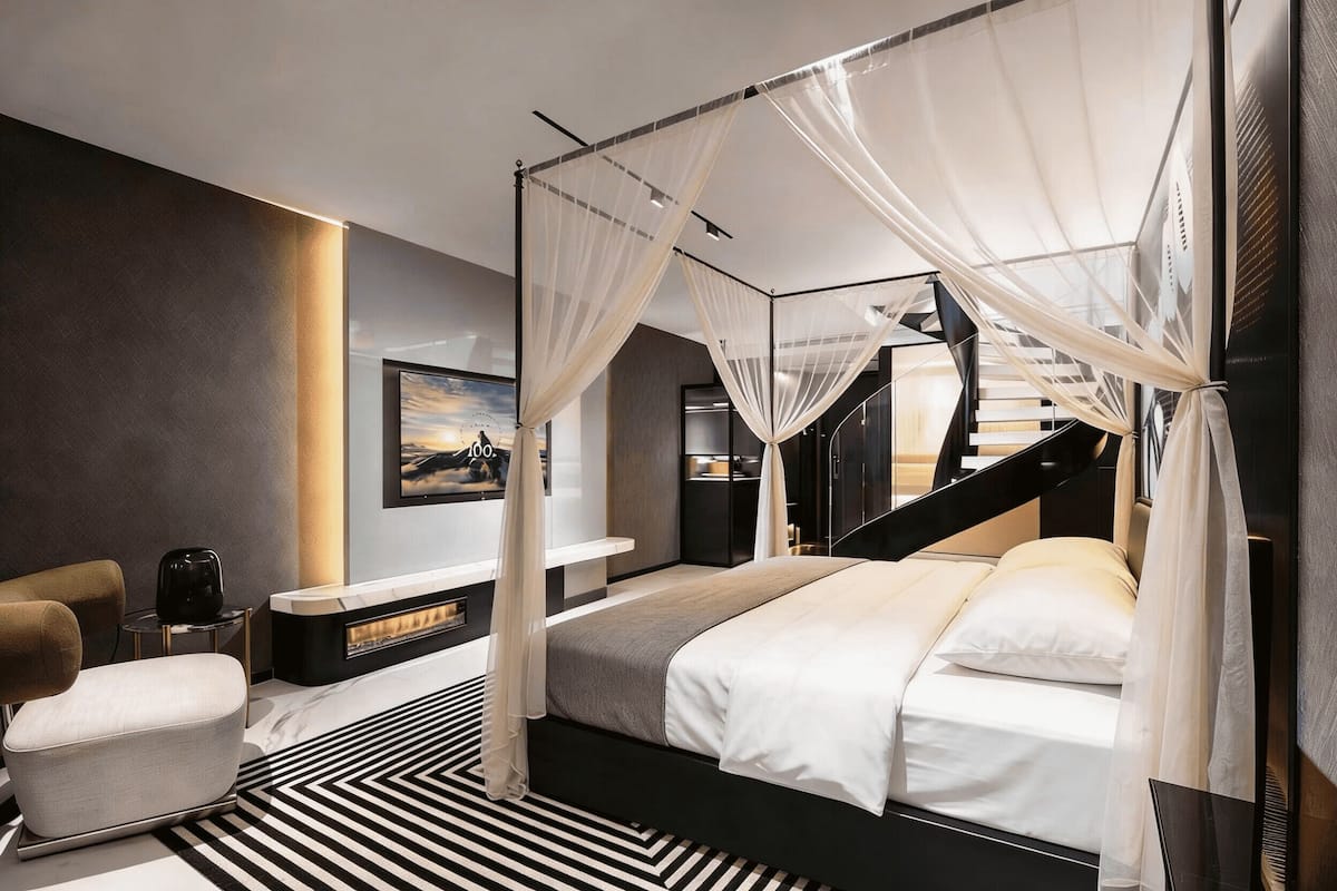 Panoraamasviitti, jokinäköala (River View Hot Spring) | Tallelokero huoneessa, pimennysverhot, äänieristys, silitysrauta/-lauta