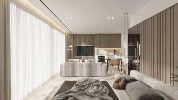 Studio Suite Deluks, pemandangan laut | Wi-Fi gratis dan seprai linen