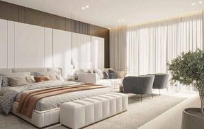 舒適開放式套房, 海景 | 免費 Wi-Fi、床單