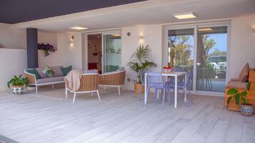 Deluxe Apartment, Partial Sea View | Terrace/patio