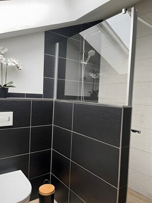 Dusche, Haartrockner, Handtücher