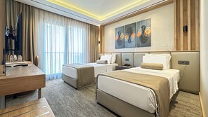 Standard Twin Room, Balcony, Partial Sea View | In-room safe, desk, laptop workspace, blackout drapes - SOLIA HOTEL (Mezitli)