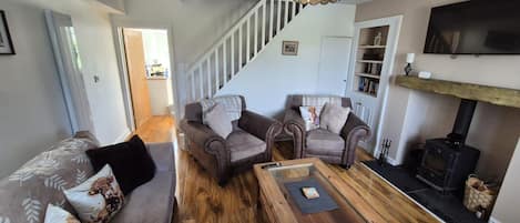 TV, fireplace