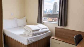 Desk, free WiFi, bed sheets