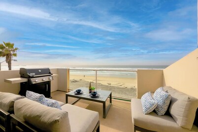 STR-00640L | TOT: 605141<br>Step into your seaside sanctuary in this stunning upper-level oceanfront condo in Mission Beach. Spanning approximately 1,400 square feet, this bright and airy retreat features three bedrooms and three full bathrooms, prov