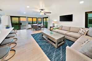 TV, fireplace - Newly Renovated Oceanfront 8BD/2 Houses w/ AC Hot Tub Firepit & Huge Rooftop Deck! (San Diego)