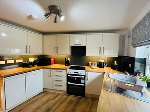 Fridge, microwave, oven, toaster