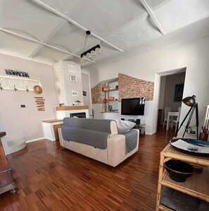 TV, fireplace