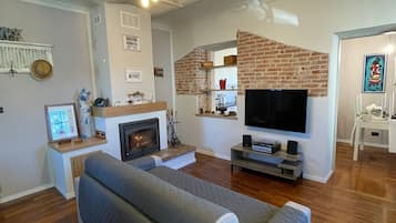 TV, fireplace