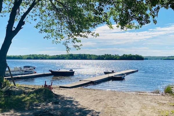 View of Moira lake from rustic cottage, Bailey's Cottages