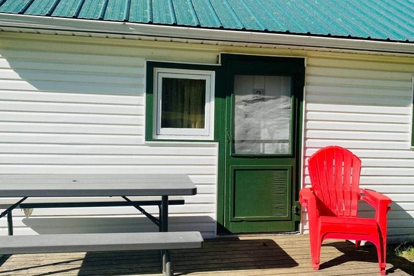 Front door of cabin