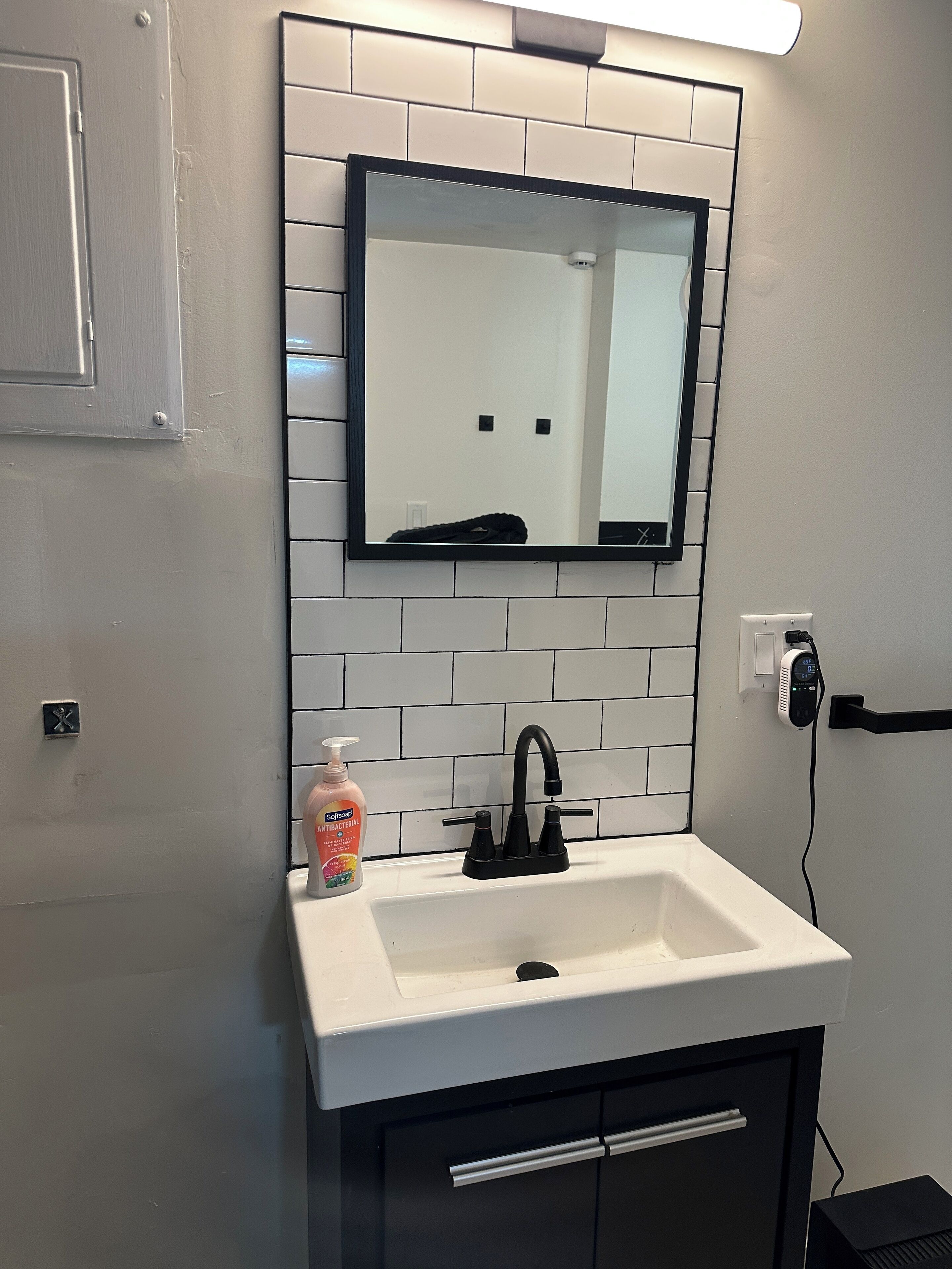 Shower, towels, soap, toilet paper