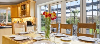 Six bedrooms, games room, firepit garden and sweeping field views