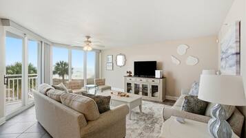 Condo, 1 King Bed with Sofa bed (SeaSpray West 303-Gulf Front) | Living area