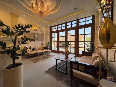 Living area. Vaidik Dham