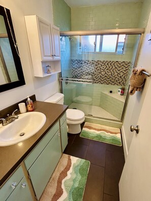 Shower, eco-friendly toiletries, hair dryer, towels - Spacious mid-century apartment central to the best neighborhoods in San Diego! (San Diego)
