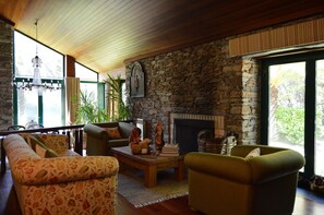 TV, fireplace - Country House 'Quinta Pé Franco' with Mountain View, Wi-Fi and Air Conditioning (Fontes Sever Santa Marta de Penaguião)