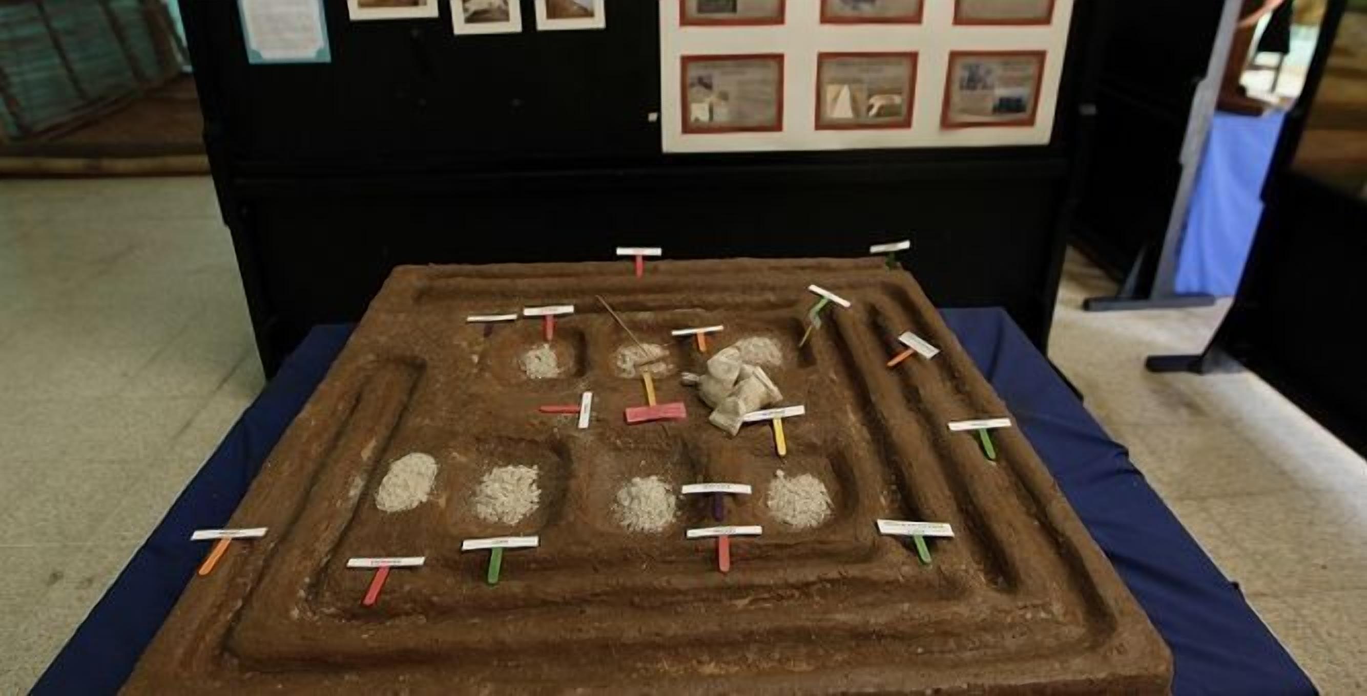 A model of a geological site with labeled sections.