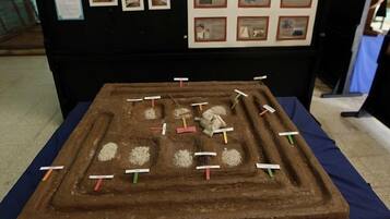 A model of a geological site with labeled sections.