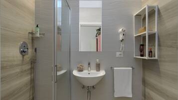 Comfort Double or Twin Room | Bathroom | Shower, hair dryer, soap, shampoo