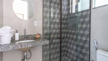 Standard Apartment, City View | Bathroom | Shower, towels, soap, shampoo