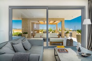 TV, fireplace - 5* Luxury Seaview Villa Plant 3 with pool (Novalja)