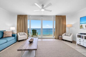 Condo, 1 King Bed with Sofa bed (Emerald Beach 1928) | Living area - Emerald Beach 1928 (Panama City Beach)