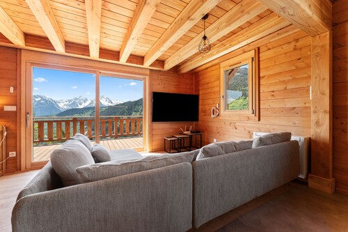 Grand chalet 14 pers + Bain nordique privé, Alpes, ski aux pieds