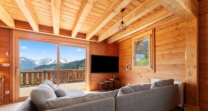 Grand chalet 14 pers + Bain nordique privé, Alpes, ski aux pieds