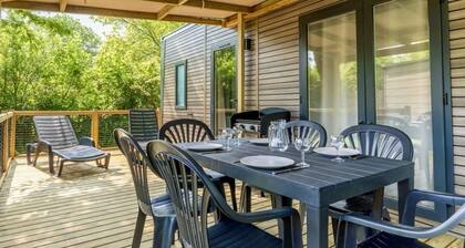 ZEcamping 3* familial piscine chauffée locatif TV LV clim 35m2 4 pers