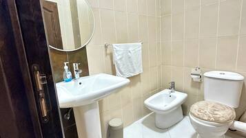 Dusche, Haartrockner, Bidet, Handtücher