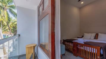 Dobbeltrom, balkong, strandutsikt