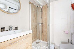 Shower, hair dryer, towels, shampoo - Studio chic refait a neuf au vibrant coeur du Marais (Paris)