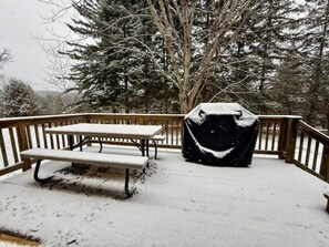 Outdoor dining - Kingdom Trails Retreat | Hot Tub, Sauna & Mt Views (East Haven)