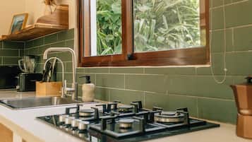 Suite Deluxe, aria condizionata, vista giardino | Cucina privata
