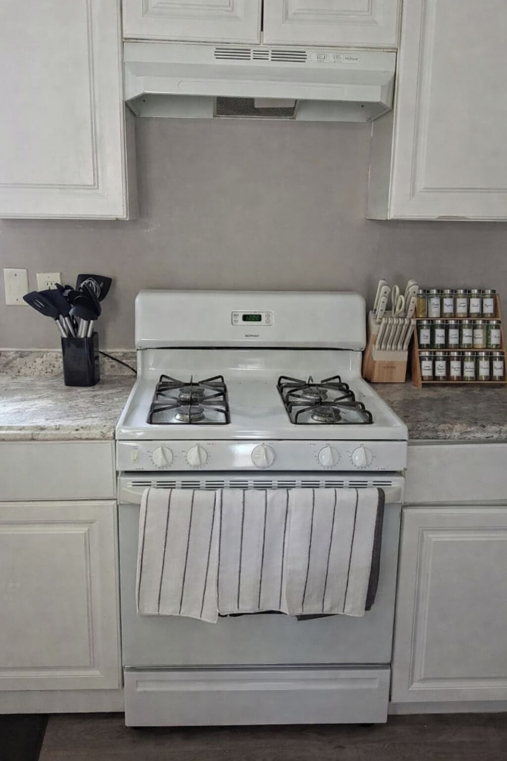 冷蔵庫、電子レンジ、オーブン、コンロ