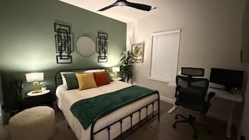 2 bedrooms, desk, iron/ironing board, travel cot