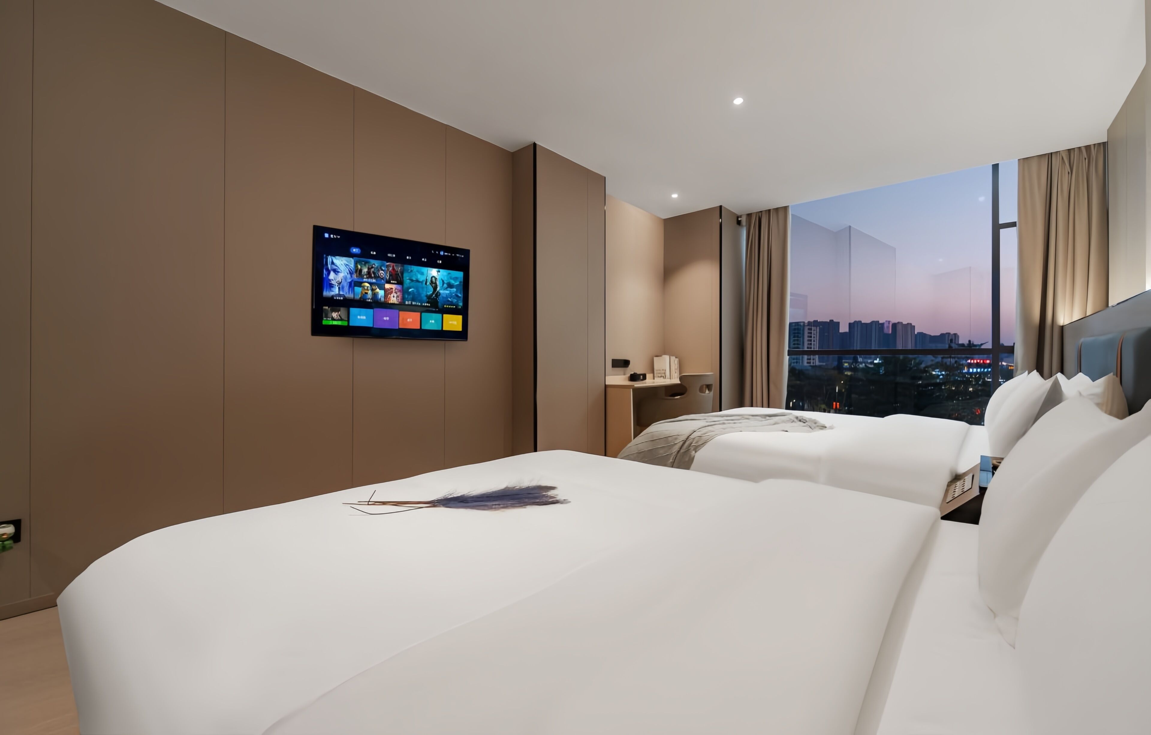 Premier Twin Room, City View | Desk, laptop workspace, blackout drapes, free WiFi