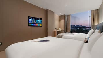 Premier Twin Room, City View | Desk, laptop workspace, blackout drapes, free WiFi