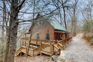 Exterior - Dog-friendly, cozy cabin with oversized hot tub & gas fireplace on a wooded lot (Blue Ridge)